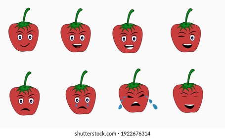Un conjunto de emoticonos bonitos de tomates, perfecto para envolver fondos o plantillas de papel, portadas de libros, portadas de revistas o alfombras