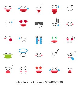 set of cute emotional sign vector use for sticker print or social media