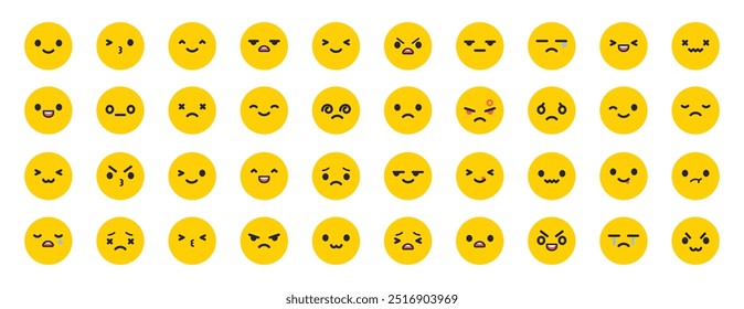 Set of cute emotions isolated on white. Emoji vector collection.