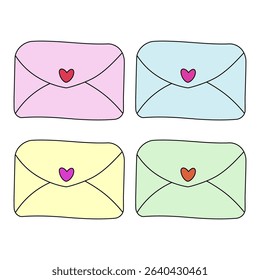 set of cute envelopes with hearts