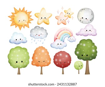 Set of Cute Environment Clipart