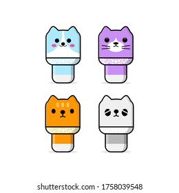 Set Cute Eraser Animal Cartoon Character 