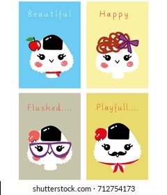 Set of cute face onigiri
