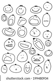 Set of cute faces with different expressions