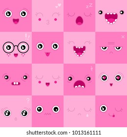 set of cute faces and emotions