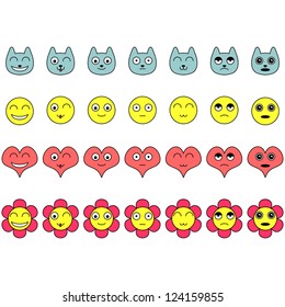 Set of cute faces with various emotions