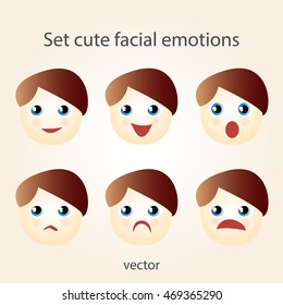 Set cute facial emotions