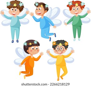 A set of cute fairy boys illustration