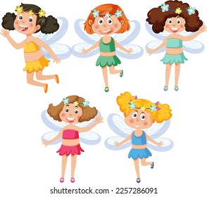 A set of cute fairy girls illustration