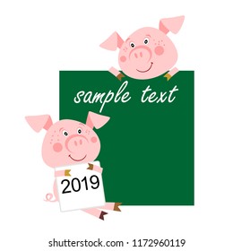 Set of cute fairy tale characters isolated on white. The three little pigs. Illustration for children. Cartoon character.  Place for your text.