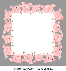 Set of cute fairy tale characters isolated on white.Little pigs. Illustration for children. Cartoon character.  Place for your text.