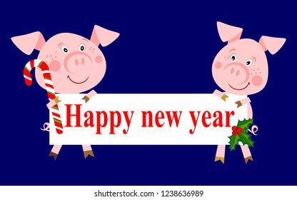 Set of cute fairy tale characters isolated. The three little pigs. Illustration for children. Cartoon character.  Place for your text.