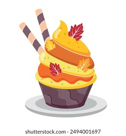 Set of Cute Fall Season Flat Stickers 

