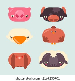 set of cute farm animal illustrations
