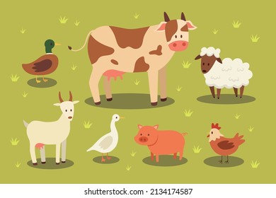 Set of cute farm animals