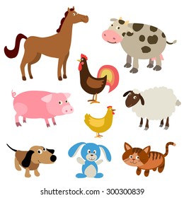 set of cute farm animals