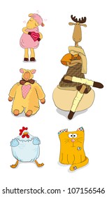 set of cute farm animals, isolated