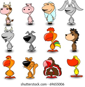 SET cute farm domestic animals