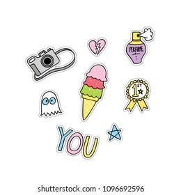 Set of cute fashion patches
