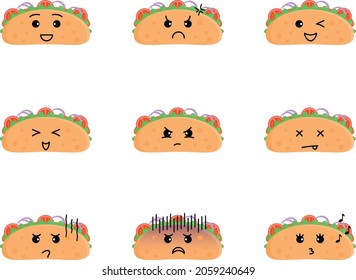set of cute fast food illustration