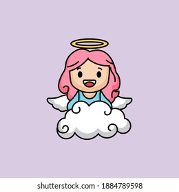 Set of cute female love angel