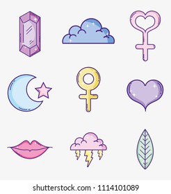 Set of cute feminist cartoons