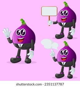 Set of cute fig characters in advertising. Perfect for kids, merchandise and sticker, banner promotion or blog
