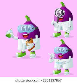 Set of cute fig characters as scientists. Perfect for kids, merchandise and sticker, banner promotion or blog
