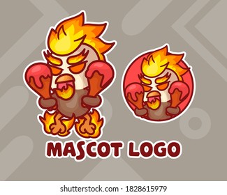 set of cute fire chicken mascot logo with optional appearance. premium kawaii vector
