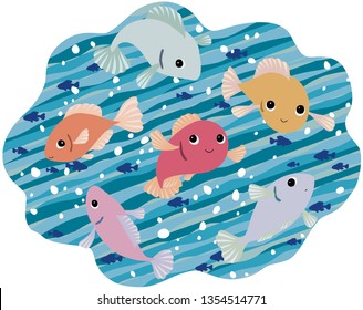 Set of cute fish illustration