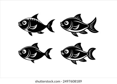 A set of cute fish logo vector artwork illustration