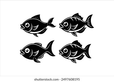 A set of cute fish logo vector artwork illustration