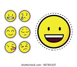 Set of Cute Flat Emoji Patch Suitable For Fashion, Sticker, Patches, Print, Web, Application, Social Media, and Other Graphic Related
