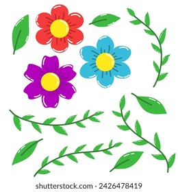 Conjunto de adornos florales lindos para decoraciones