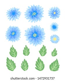 Set with cute floral elements isolated on white background