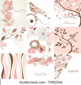 Set of cute floral greeting cards