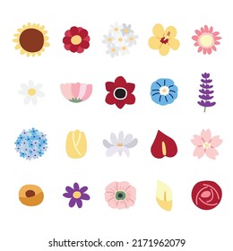 Set of cute flower in doodle hand drawn.graphic design.Nature.Kawaii.Vector.Illustration.