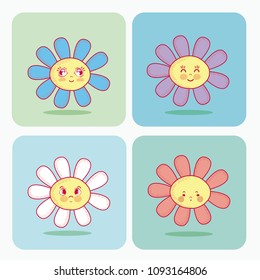 Set of cute flowers