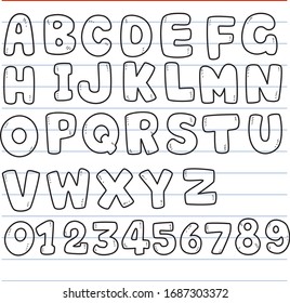 set of cute font in doodle style for decoration