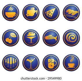 Set of cute food and drink icons