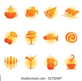 Set of cute food and drink web icons