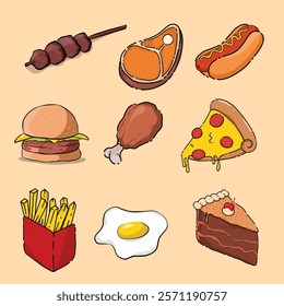 Set of cute food illustration