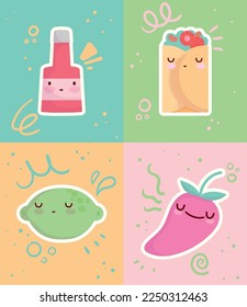 set cute food include lemon