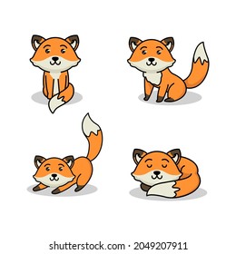 Set of cute fox forest animal design