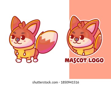 conjunto del logotipo de la mascota de zorro lindo con apariencia opcional. vector kawaii premium