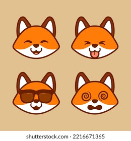 Set of Cute Fox Stickers