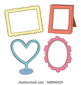 Set of cute frame doodle isolated on white background