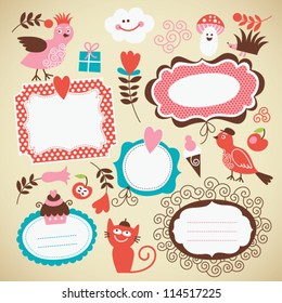 set of cute frames and kids icon