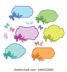 Set of cute frames or sticker with butterfly for kids. Colorful kids labels with butterfly.