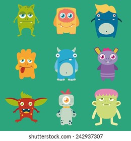 set of cute freaky monsters